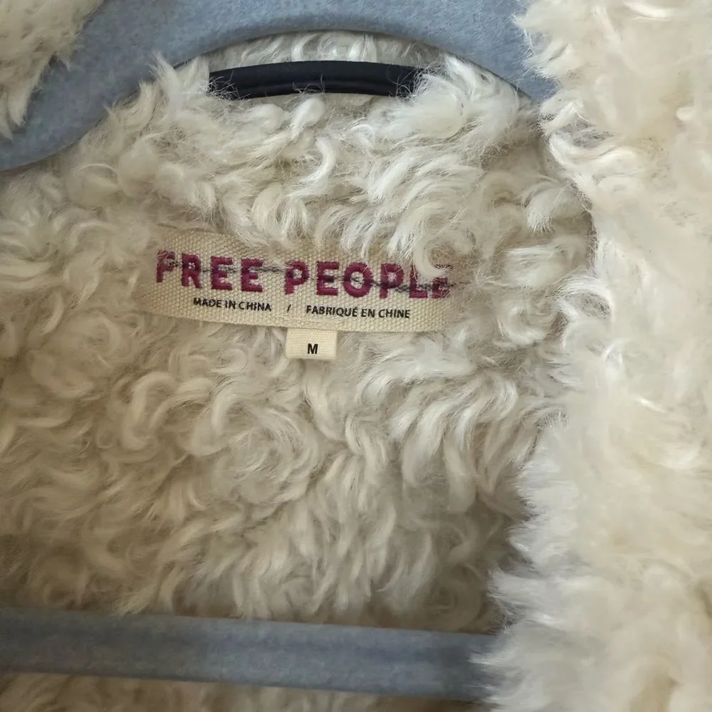 NWOT Free People Kiki Sherpa Vegan Leather Bomber Jacket - Picture 7 of 12
